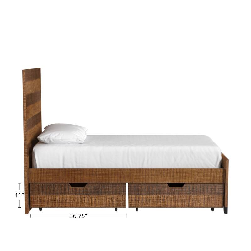 Urban Rustic 37" Wide Under Bed Wood Storage Drawer, Brushed Wheat (2